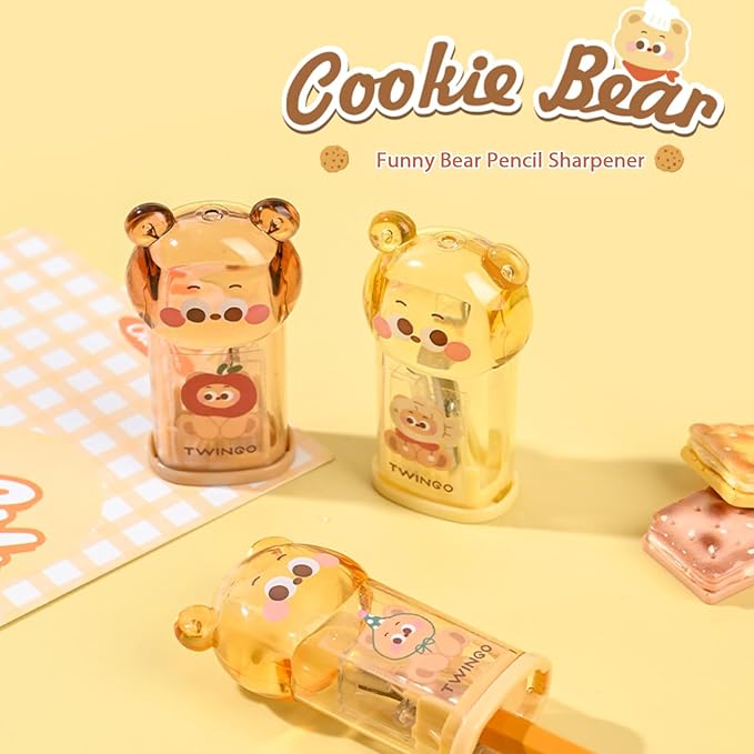 Cute Bear Stationery Set,Including 3Pcs Cute Bear Pencil Sharpeners, Kawaii School Supplies for Kawaii Office School Home Supplies