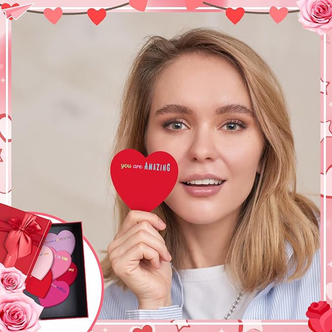 Teling 24 Pack Valentine's Day Sticky Notes Heart Shape Sticky Notes 3 x 3 Inch Appreciation Notepads Bulk Cute Memo Pads for Valentines Party Gifts School Office Supplies (Red Pink Purple)