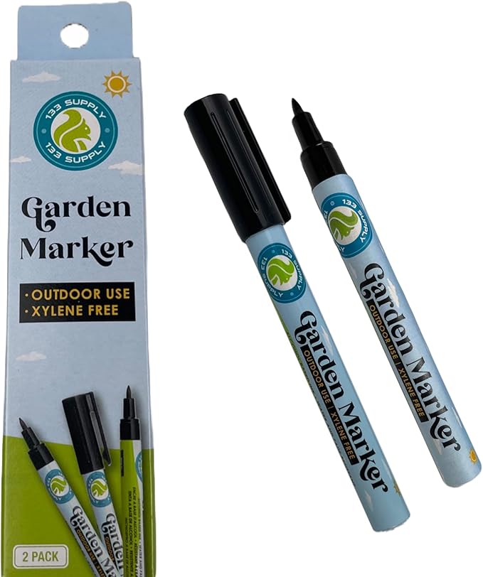 '-100 Pack 4" Plastic Plant Labels for Seedlings with 2 Pack of Garden Marker Pens (Garden Markers Fade Resistant Plant Markers Outdoor Waterproof Pen Black Permanent Markers Plant Tags)
