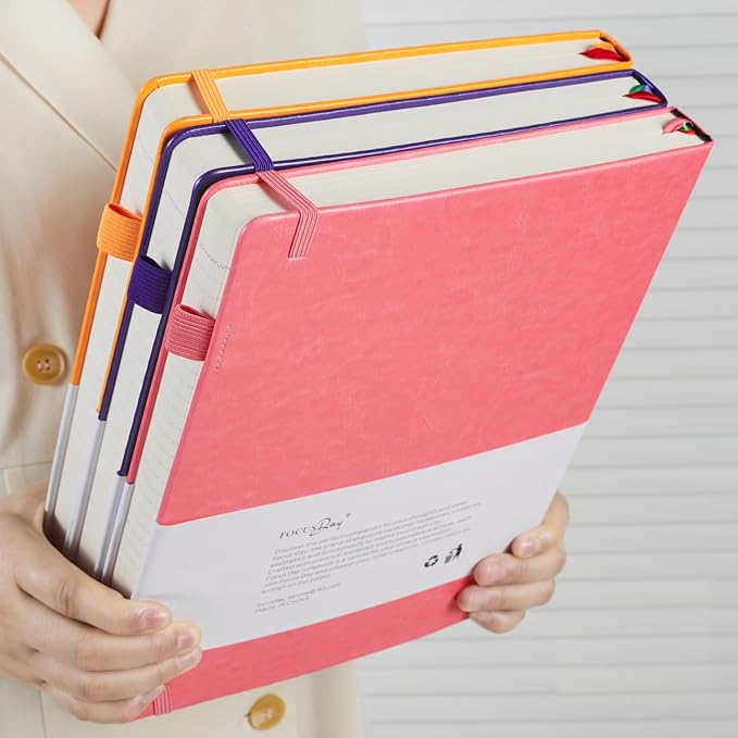 Lined Journal Notebook for Women/Men Writing Work, 320 Pages A4 Large Notebook notepads 8.5 x 11 for Note Taking, Hardcover Leather Journal, 100Gsm Thick Paper, Pink