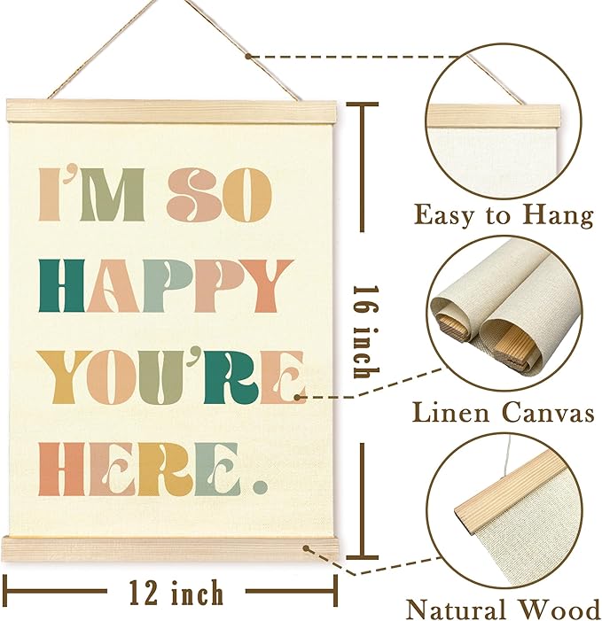 TAEDIN Boho Classroom Wall Art Poster Hanger Frame - Colorful Nursery Wall Art with Wood Frames, Inspirational Wall Hanging Decor for Baby Kids Room School Home Bedroom, 12x16 Inches