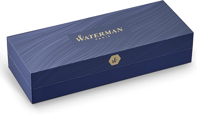 Waterman Duofold Centennial Fountain Pen, Classic Black with Gold Trim, Medium Solid Gold Nib, Black Ink and Convertor, Premium Gift Box