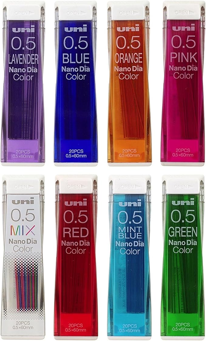 Uni Mechanical Pencil Lead NanoDia Color Assorted 0.5mm 20leads