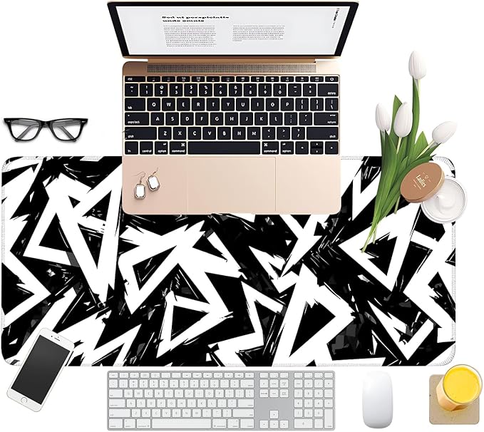 Abstract Triangles Extended Mouse Pad XL 31.5"x11.8" – Modern Geometric Desk Mat – Non-Slip Rubber Base, Stitched Edges
