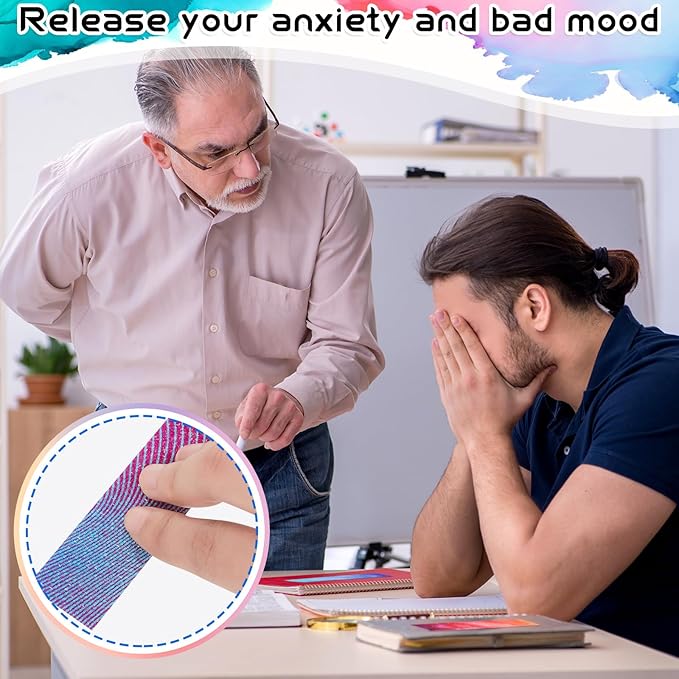 36 Pcs Anxiety Sensory Stickers Strips Adhesive Textured Mental Health Calm Stickers Mindfulness Fidget Decals Stress Anxiety Relief Items for Therapy Office Desk(Mixed Style)