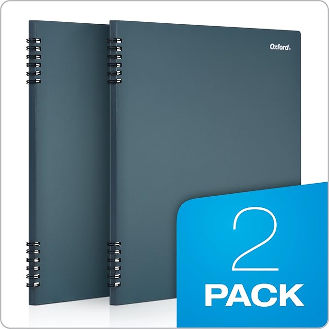 Oxford Stone Paper Notebook, School Notebooks, Journal for Writing, 8-1/2" x 11", Blue Cover, 60 Sheets, 2 Pack (161646)