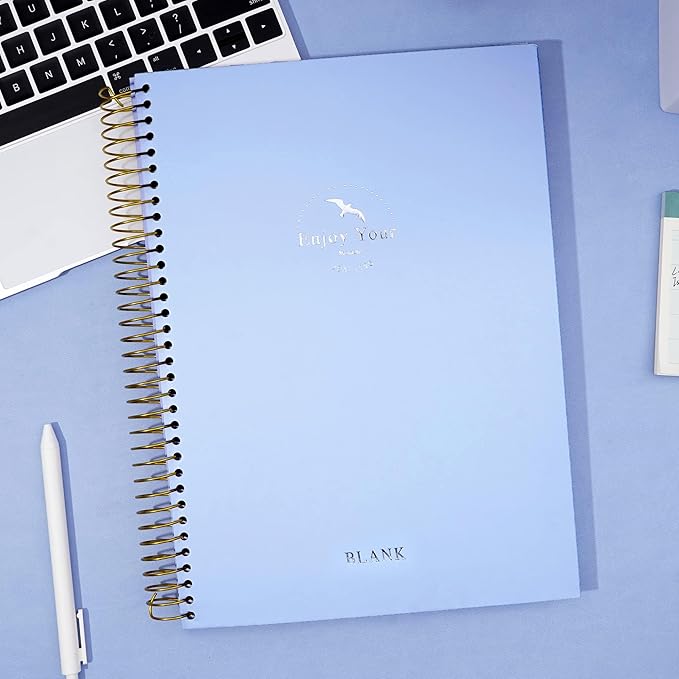 FLYING EAGLE Blank Paper Spiral notebook Journal 8.5 x 11 Blank Large Spiral Notebook 210 Pages Hardcover Spiral Notebook Sketchbook Sketch Book for drawing for Men Women,Blue