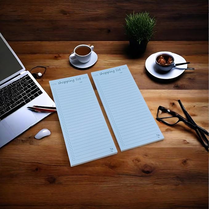 Shopping List Notepad, Grocery List Task Planner Writing Pad, 2 Pack 3.7x8.5, Store, Market, Pad for Planning, Simple Stylish To-Dos Memo Pad for Planning, Tasks, Appointments, Reminders, Home, Office - 50 Sheets per Pad (Shopping List, 3.7" x 8.5")