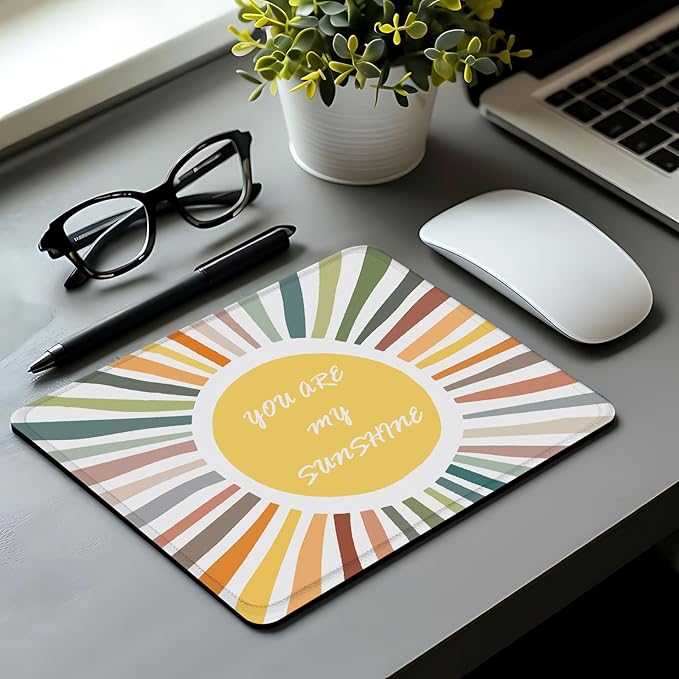 Boho Colorful Sun You are My Sunshine Mouse Pad Gifts,Mouse Pads Mousepad for Desk Home Office Dorm Computers Laptop, Boho Office Supplies Desk Accessories, 9.5x7.9 Inch
