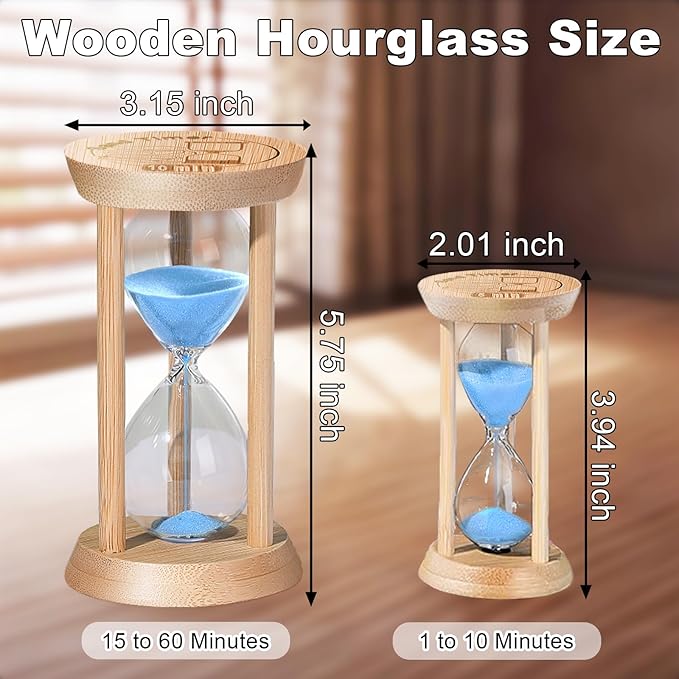 SuLiao Wooden Sand Timer 1 Minute Hourglass, Beech Sand Clock, Blue Small 1 Min Timer, Reloj De Arena Hour Glass Sandglass for Home Office Decorative Game Classroom