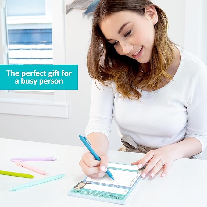 Daily To Do List Notepad - 50 Sheets 5.5 x 8.5” Productivity Task Planner and Habit Tracker Pad - Cute Otter Gift Idea and Office Supplies to Reach Goals and Track Tasks and Appointments