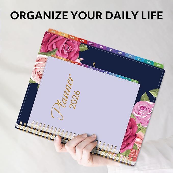 GNL 2026 Planner, Weekly & Monthly Planner 2026, JAN. 2026 – DEC. 2026, 6.4" x 8.3" Monthly Agenda Planner with Tabs, Waterproof Flexible Cover, Spiral Binding, Double-sided Pocket, Bookmark, Purple