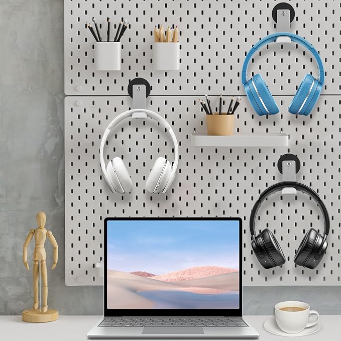 Magnetic Headphone Holder, Aluminum Headset Hooks, Headphone Hanger for Desk & Table, Headphone Mount Stand with Rubber Pad, Compatible with All Computer/Gaming Headsets (Silver)