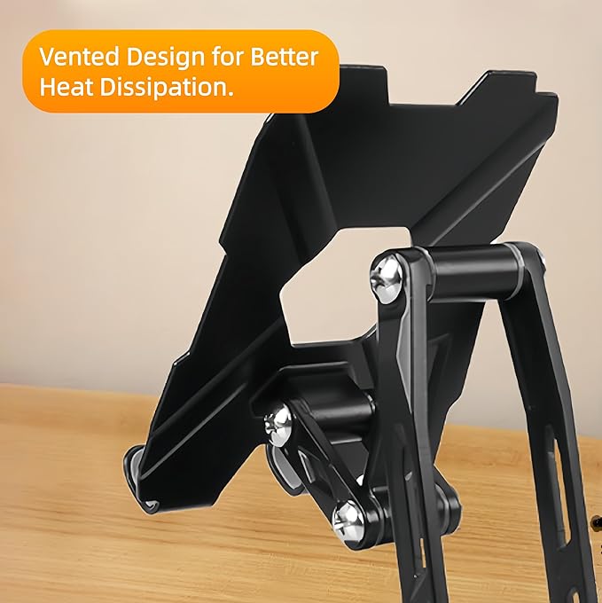 All-Metal Cell Phone Stand 360° Rotatable & Height Adjustable - 25KG Super Load-Bearing, Foldable Desk Stand for Phone & Tablet, Compatible with iPhone 17/16/15/14, Kindle eBook, Silver