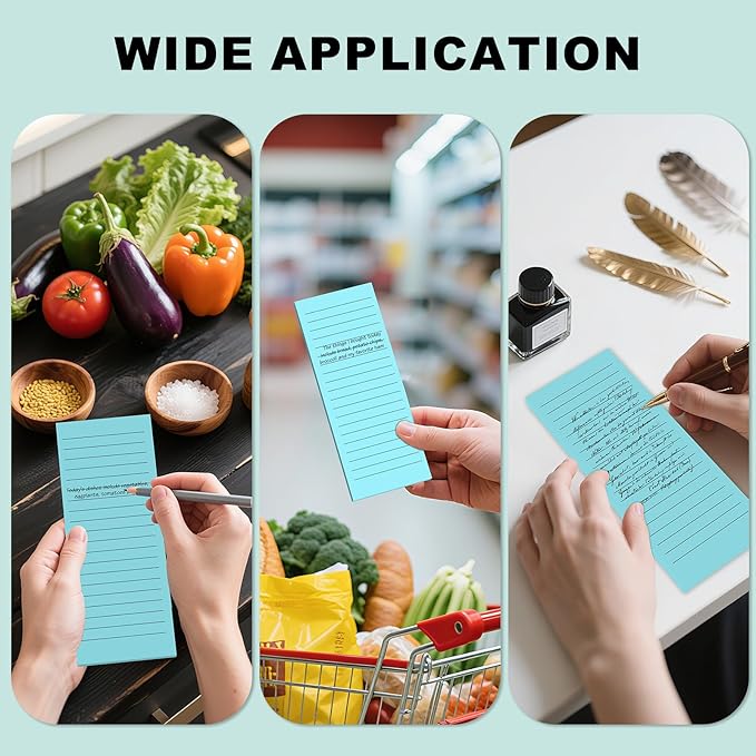 Magnetic Notepads Note Pads for Fridge with Full Magnet Back, 180 Sheets Blue Lined Refrigerator Notepad, 30 Sheets Per Pad for Grocery List, Shopping List, Office, Home, To-Do Lists & Memos
