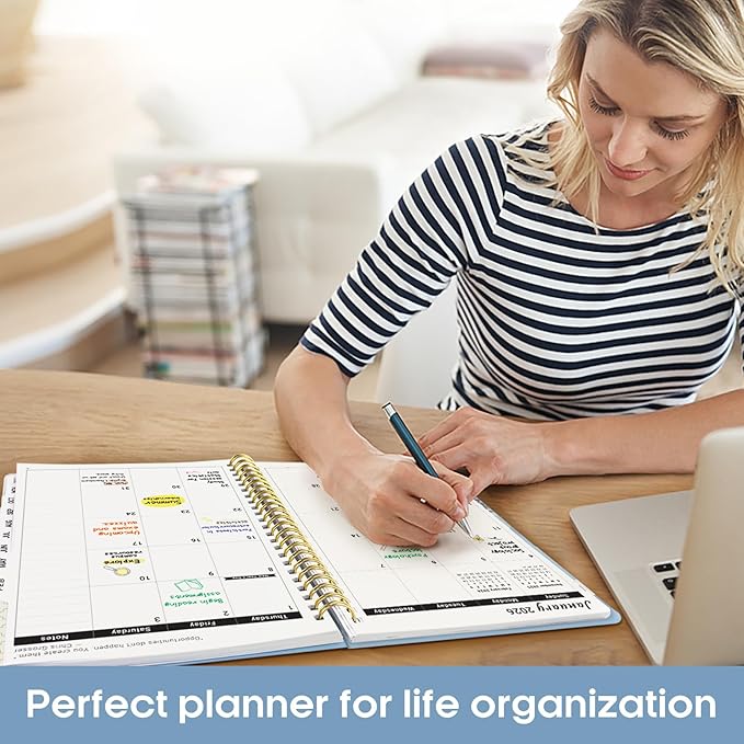 2026 Planner, Weekly and Monthly Calender Planner, Jan 2026 to Dec 2026, Hardcover 2026 Calendar Book with Tabs & Inner Pocket, Office Home School Supplies for Women & Men - A4 (8.5" x 11"), Blue