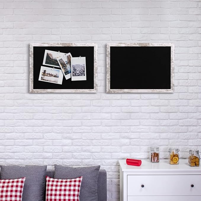 Black Felt Bulletin Board, 17x13 inches Decorative Hanging Bulletin Boards for Walls with Wood Frame, Pin Board Vision Board for Office Home Kitchen and School with Pins (4333,WH,1pc)
