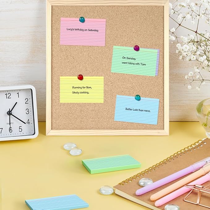 Colored Index Cards 5x8, 120 Count, 6 Color Large Index Cards Ruled, Flash Cards for Studying, large note cards 5x8 for Studying, Recipes, Memo Cards, Office Supply, DIY, Presentation