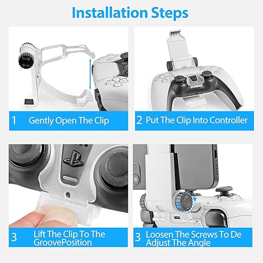 ICESPRING Phone Clip Holder Clamp Mount Stand Bracket for PlayStation 5 PS5 Wireless Controller