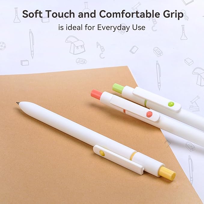 Gel Pens, 5Pcs 0.5mm Fine Point Pens With Smooth Writing, Quick Dry Aesthetic Pens For Journaling, Ballpoint for Office Writing Supplies, Gifts for Women and Men (Ivory White)