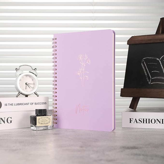 3 Pcs Spiral Notebooks For Women - Aesthetic College Ruled Journal/Notebook with Large Pockets & 7mm 60 Sheets Lined Pages - for School and Office Supplies(A5, 5.7" x 8.3")