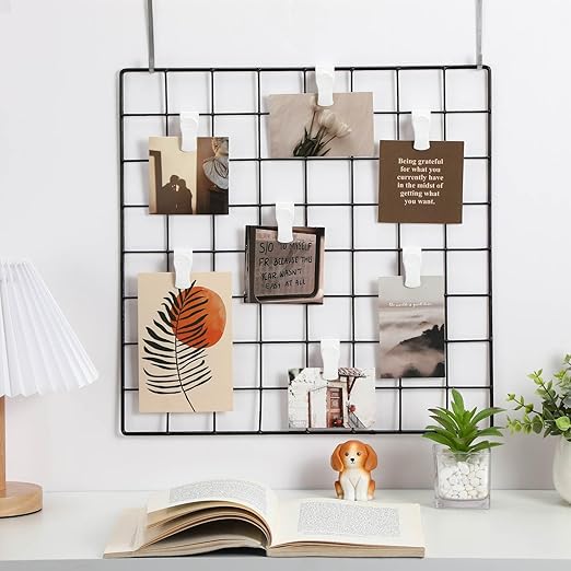 15 Pcs Gridwall Accessories Grid Wall Hooks Clips Hanging Display Sign Holder Panel Wall Wire Rack Clips for Retail, Home, and Workspace Organization, Displays, and Storage (White)
