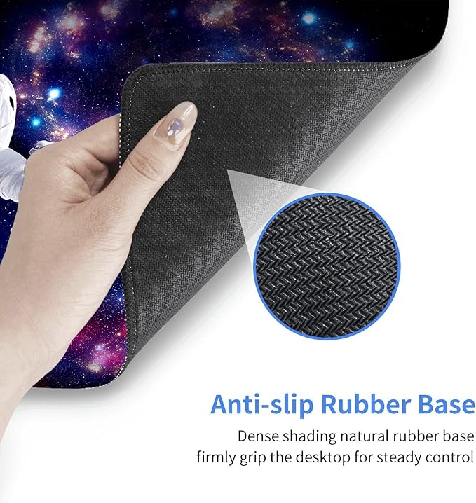 Astronauts in Space Mouse Pad, Oversized 31.5x11.8in Non-Slip Desk Mat, Micro-Woven Fabric with Stitched Edges for Gaming, Work, and Home Office