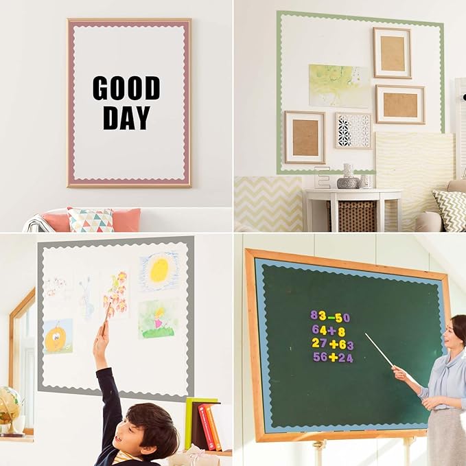 6 Rolls 206.69ft Fall Bulletin Board Decorations, Bulletin Board Borders Roll for Classroom, Scalloped Trim Colorful Borders for Back to School Theme Classroom Office Decor Supplies(Cottage)