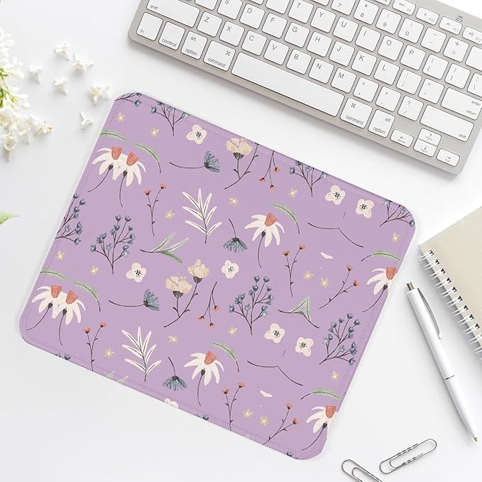 Flower Square Mouse Pad,Non-Slip Rubber Base Mouse Pad,Home Office Decoration Desktop Accessory,Laptop Mouse Pad for Office Laptops,9.4x7.8x0.12inch 10