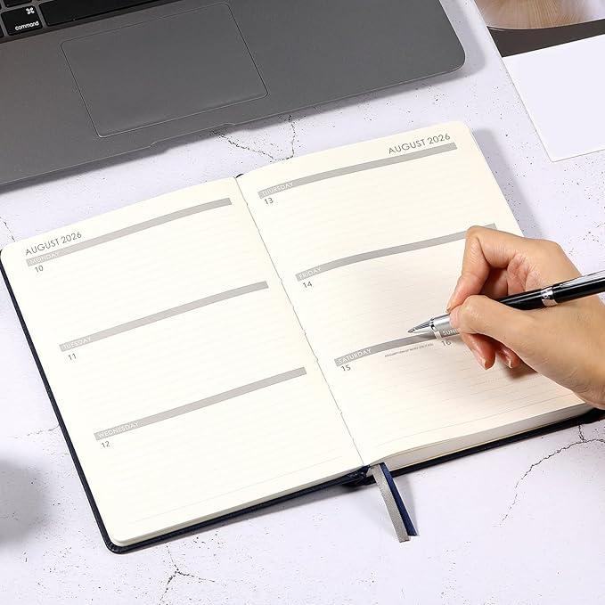 Planner 2026 Weekly and Monthly with Stickers, 5.7" X 8.2", Jan 2026 - Dec 2026, 2026 Calendar Planner, Pen Holder, Inner Pocket, 44 Notes Pages - Blue
