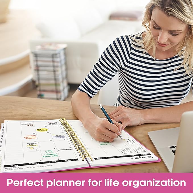 2026 Planner, Weekly and Monthly Calender Planner, Jan 2026 to Dec 2026, Hardcover 2026 Calendar Book with Tabs & Inner Pocket, Office Home School Supplies for Women & Men - A4 (8.5" x 11"), Fuchsia Pink