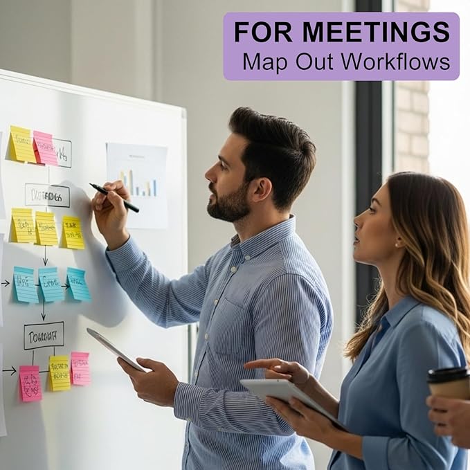 48 Pack Lined Sticky Notes 3x3 in, 8 Colors Self Sticky Notes with Lines, Post Stickies Colorful Sticky Memo Note Pads for School and Office Supplies, Multicolor