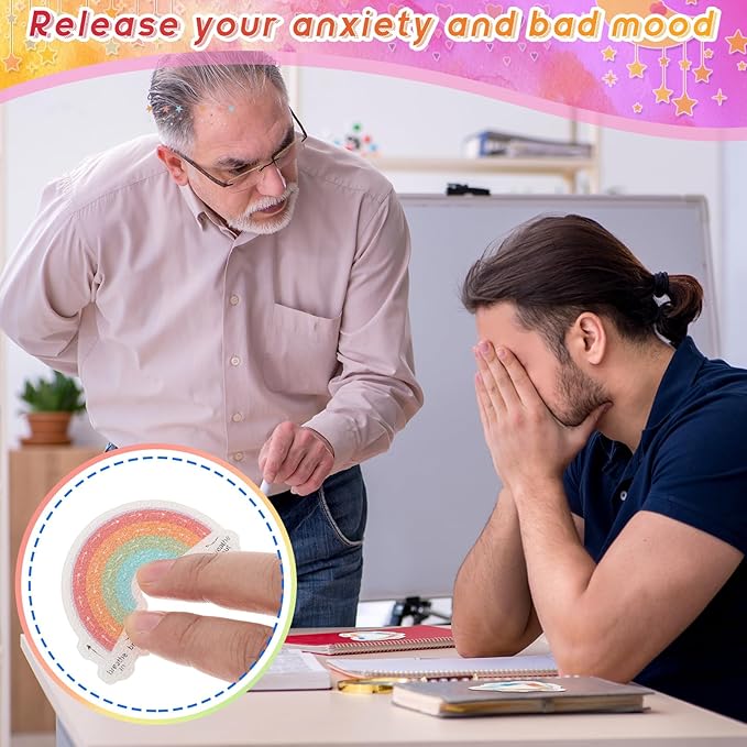36 Pcs Anxiety Sensory Stickers Strips Adhesive Textured Mental Health Calm Stickers Mindfulness Fidget Decals Stress Anxiety Relief Items for Therapy Office Desk(Breath Style)