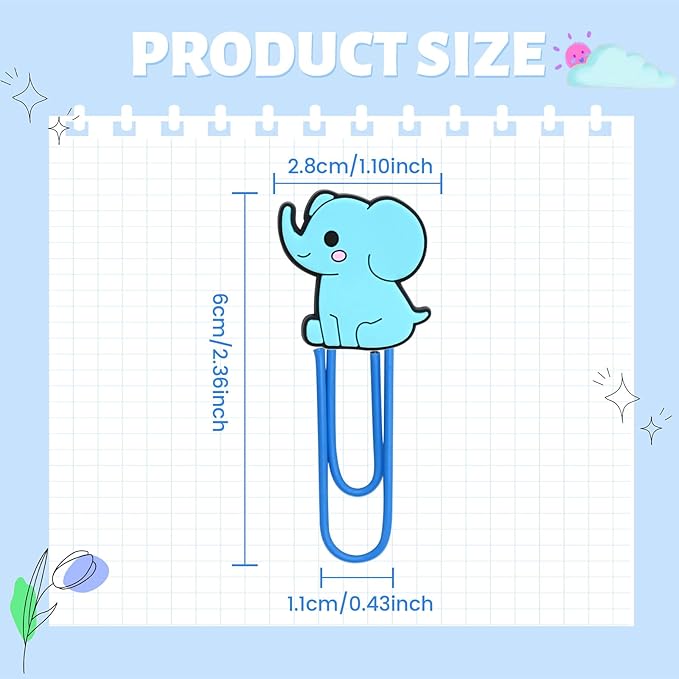 Cute Paper Clips, 50Pcs Cute Animals Bookmark Paperclips Bulk Metal Fun Cat Dog Planner Clip Charm Clamp Desk Accessories Stationery Colorful Office Supplies gifts for Student Teacher Party Decorative