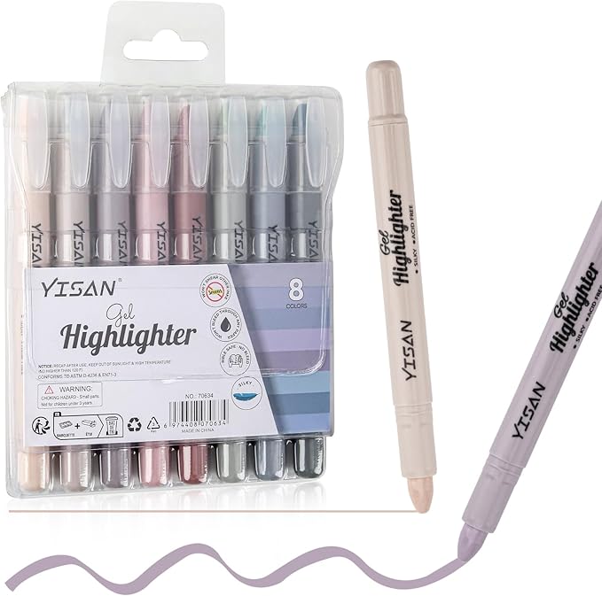 YISAN Bible Highlighter, Dry Highlighter, No Bleed, 8 Dusty Colors, 70634