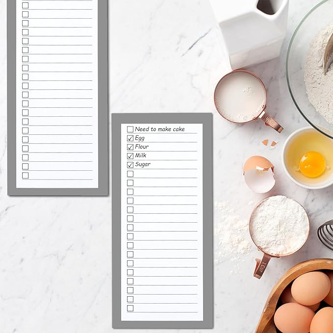 4 Pack Magnetic Notepads for Refrigerator,200 Sheets Grocery List Large Magnet Pad for Fridge,Full Magnet Back Design Magnetic Memo Pads for Grocery List, Shopping List, To-Do List (Gray, 4 pack)