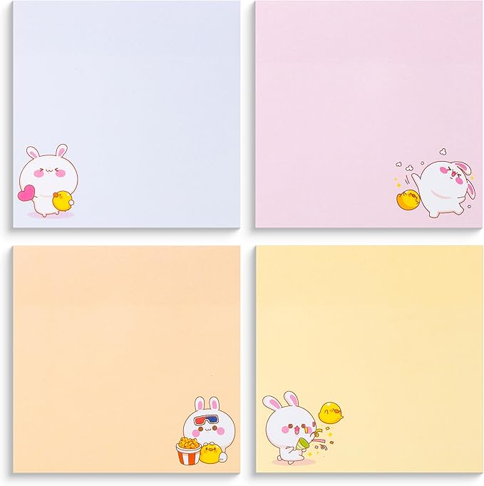 Mr. Pen- Sticky Notes, 3”x3”, 8 Pads, 400 Sheets, Cute Rabbit Sticky Notes