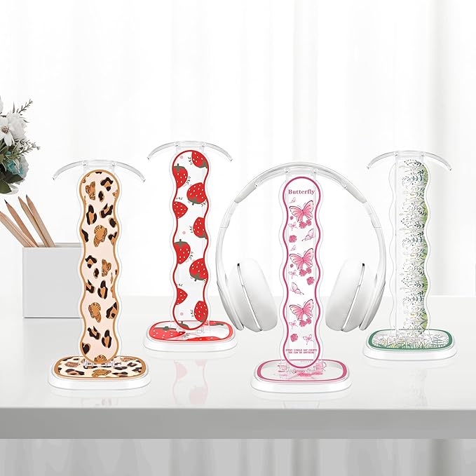 CameCosy Leopard Headphone Stand, Compatible with, Sturdy Acrylic Design, Multifunctional for Headphones & Cell Phone