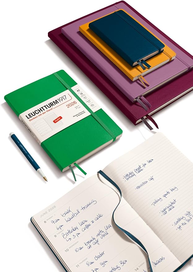 LEUCHTTURM1917 - Weekly Planner & Notebook 2026, Softcover, Medium (A5), Ruled, Ink (Jan 1 - Dec 31, 2026)