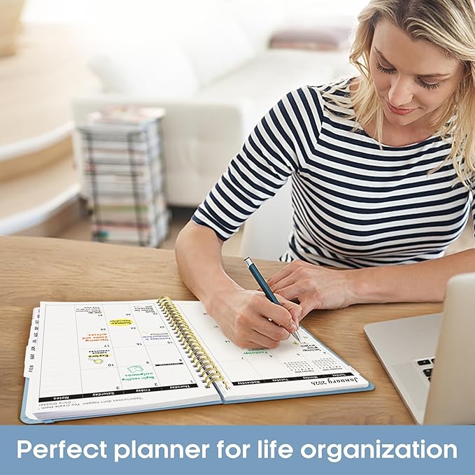2026 Planner, Weekly and Monthly Calender Planner, Jan 2026 to Dec 2026, Hardcover 2026 Calendar Book with Tabs & Inner Pocket, Office Home School Supplies for Women & Men - A5 (6.3" x 8.5"), Blue