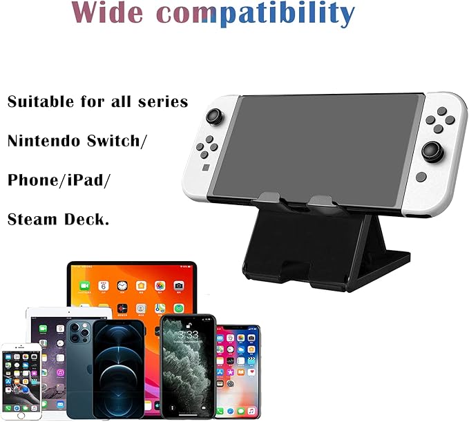 UDEE Bracket for Nintendo Switch, Steam Deck,Phone,iPad, Portable Folding Non-Slip Stand,4 Levels Angle Adjustment-Black