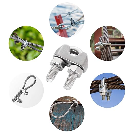 40 PCS 1/4" Stainless Steel Wire Rope Cable Clip Clamp M6 Wire Rope Clamp Wire Rope Cable Clip Clamp U Bolt Saddle Fastener