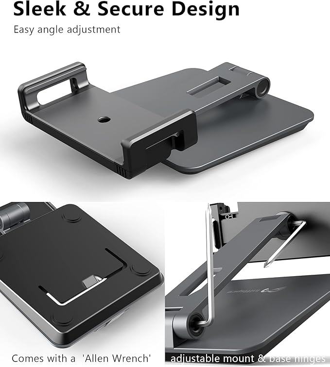 iPad Holder Stand, Heavy Aluminum Alloy Multi-Angle Foldable Tablet Stand Holder for 4.7''- 13'' Screen Surface Pro Series, iPad Series, Pro, Mini, Air, Samsung Galaxy Tabs and More (Dark Grey)
