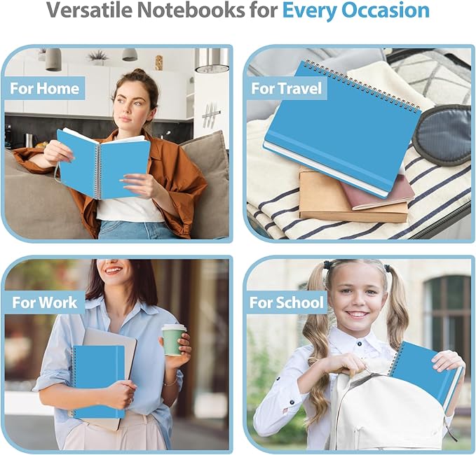 VALOME Journaling Notebooks, A5 Lined Spiral Notebook for Women & Men, 146 Pages College Ruled Hardcover Note Book for Work, Note Taking, Journaling, School, Writing (Bright Blue)