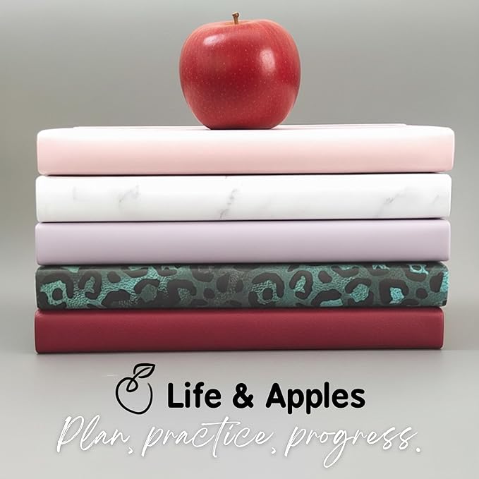 Life & Apples Daily Wellness Journal - Guided Journal & Planner for Wellbeing, Gratitude & Healthy Routines | Food & Fitness Journal, Habit Tracker, Weight Loss Diary | Undated A5 Leopard