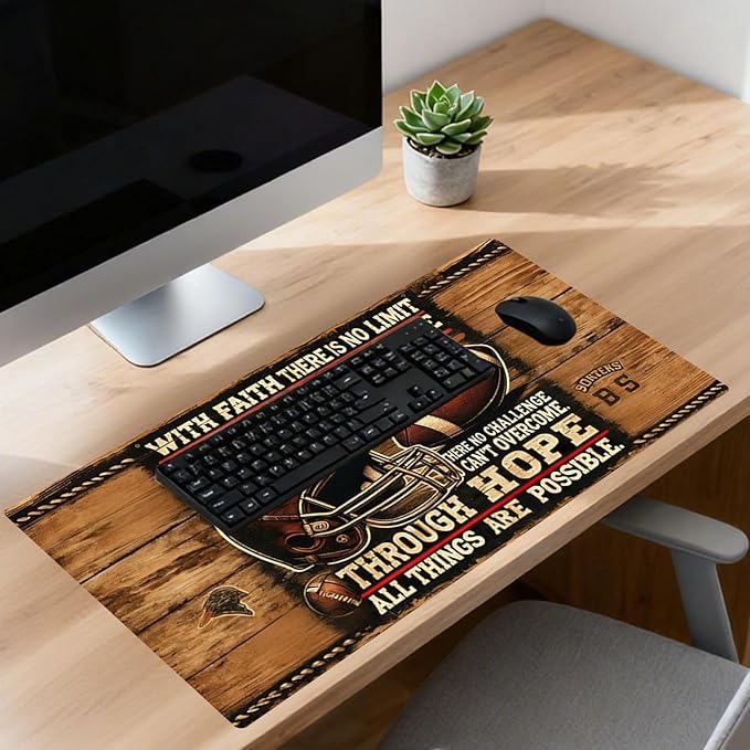 Nuxovilar Large Mouse Pad & Computer Game Mouse Mat (35.4x15.7IN, Vintage Rugby Art) (90 * 40cm Vintage Rugby)