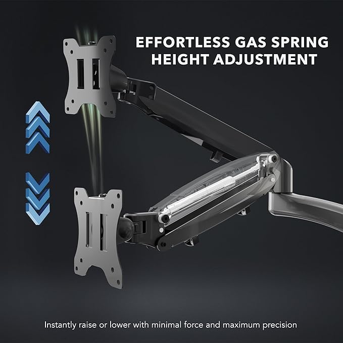 Mount-It! Triple Monitor Mount Desk Stand, 3 Monitor Desk Mount with Gas Spring Arms, Fits 13–32 Inch Screens up to 17.6 lbs per Arm, VESA 75 & 100, Clamp or Grommet Base, USB-A & C Ports, Black
