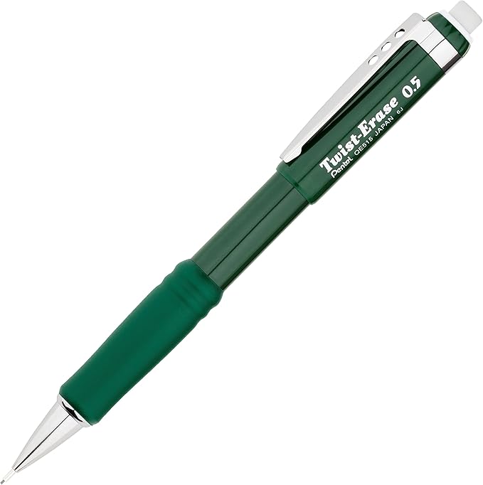 Pentel Twist Eraser III Mechanical Pencil Color: Green (QE515D)