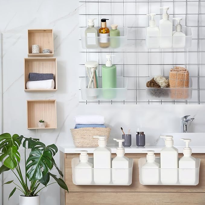 Gridwall Baskets, Grid Wall Storage Bin Plastic Grid Wall Panels Bins for 3 Inch Gridwall Panel for Organizing Storage Display Kitchen Home Office Garage Bathroom(Clear,6 Pcs)