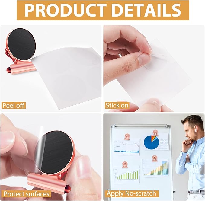 8 Pack Refrigerator Magnets Fridge Magnets Magnetic Clips Perfect for Refrigerator Whiteboard Magnets Photo Displays Home School UseHeavy Duty Magnetic Clips (Rose Gold)